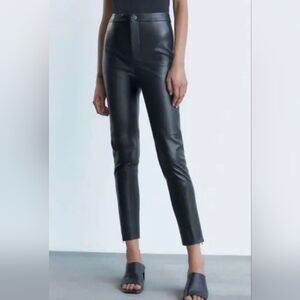 Black Leather Women's Leggins